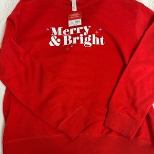 NWT Men’s Wondershop Red 'Merry & Bright' Sweatshirt size Large